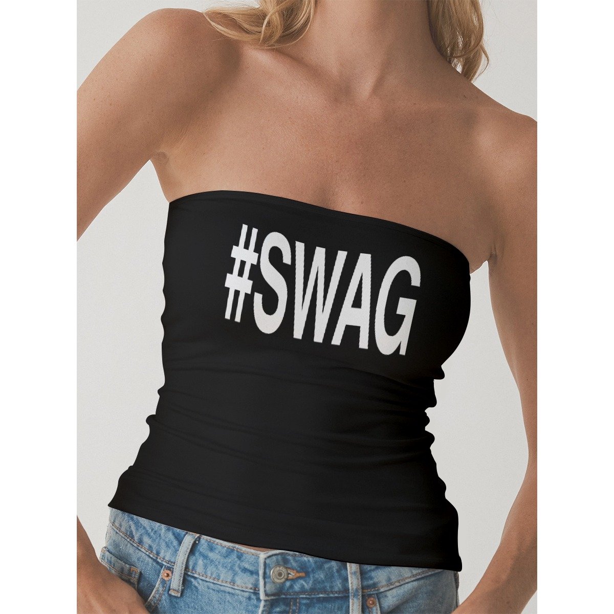 #Swag Strapless Tube Top - Black