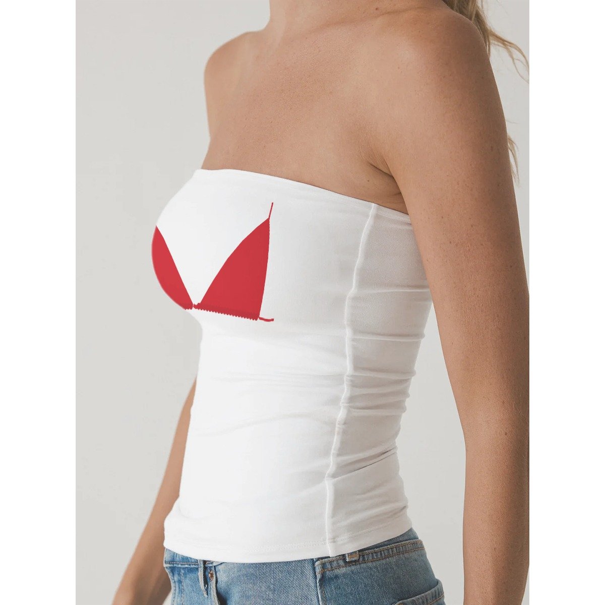 Red Bra Strapless Tube Top - White - Image 2