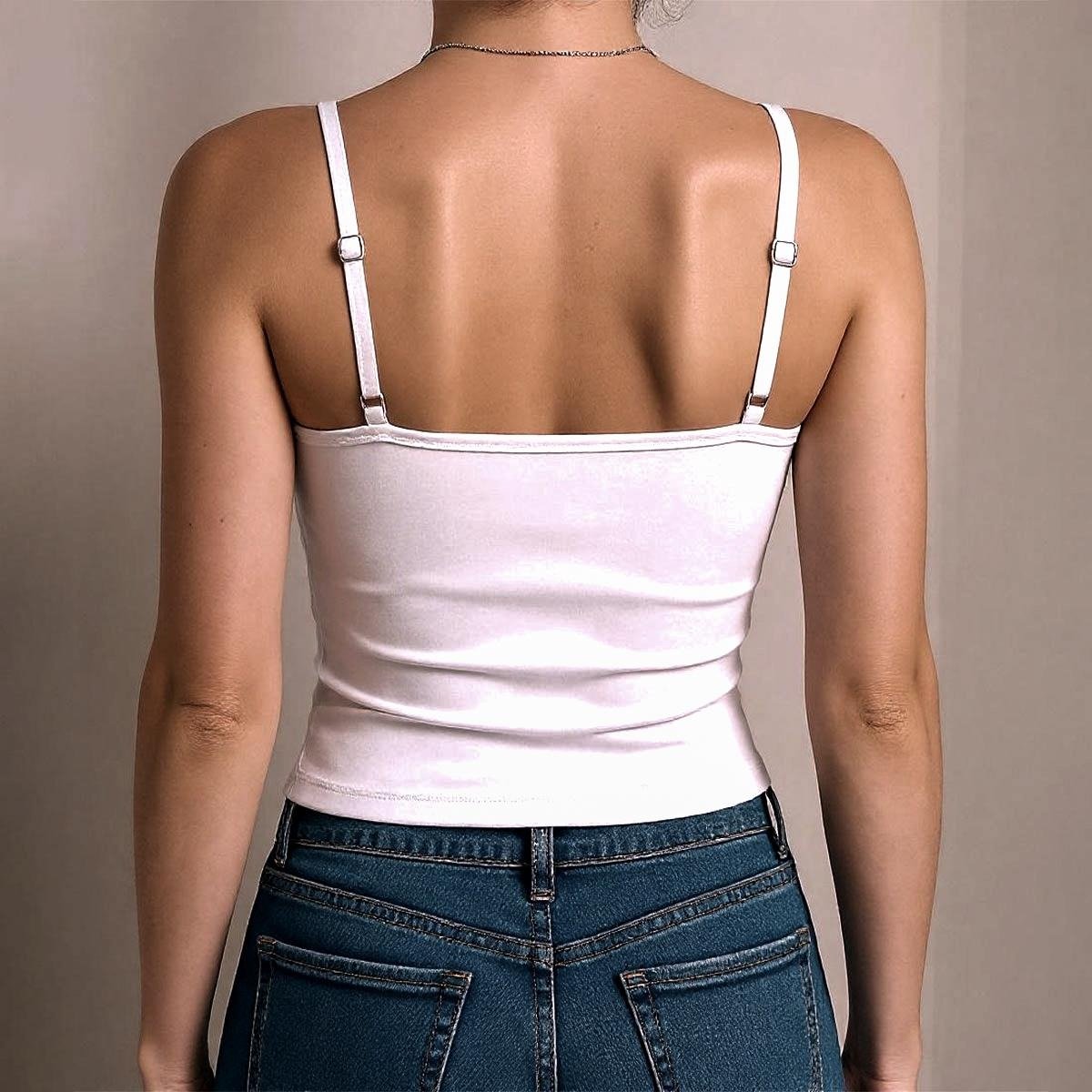Grey Bra Spaghetti Strap Tank - White - Image 3
