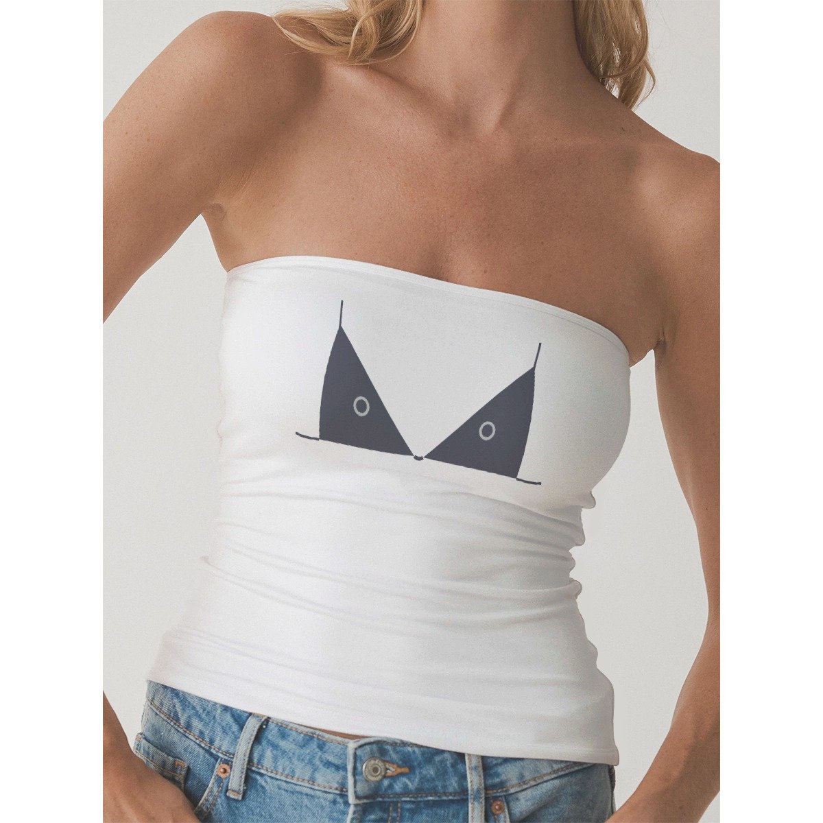 Grey Bra Strapless Tube Top - White