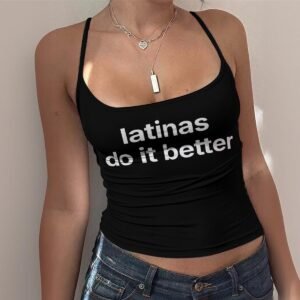 Latinas Do It Better Spaghetti Strap Tank - Black