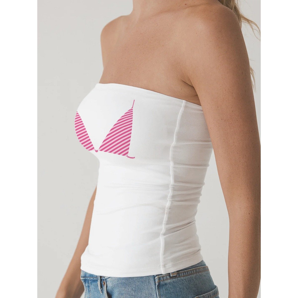 Pink Bra Strapless Tube Top - White - Image 2
