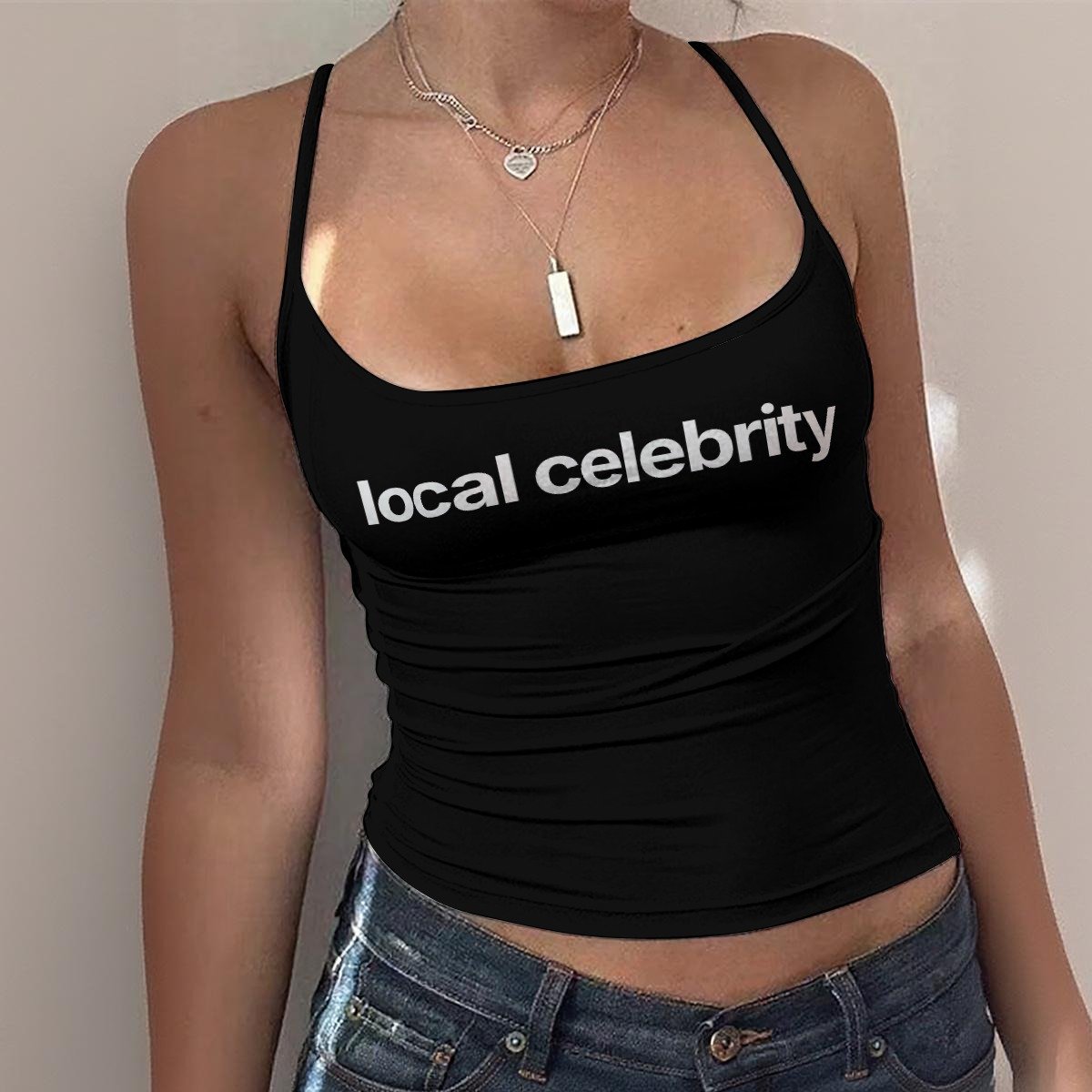 Local Celebrity Spaghetti Strap Tank - Black