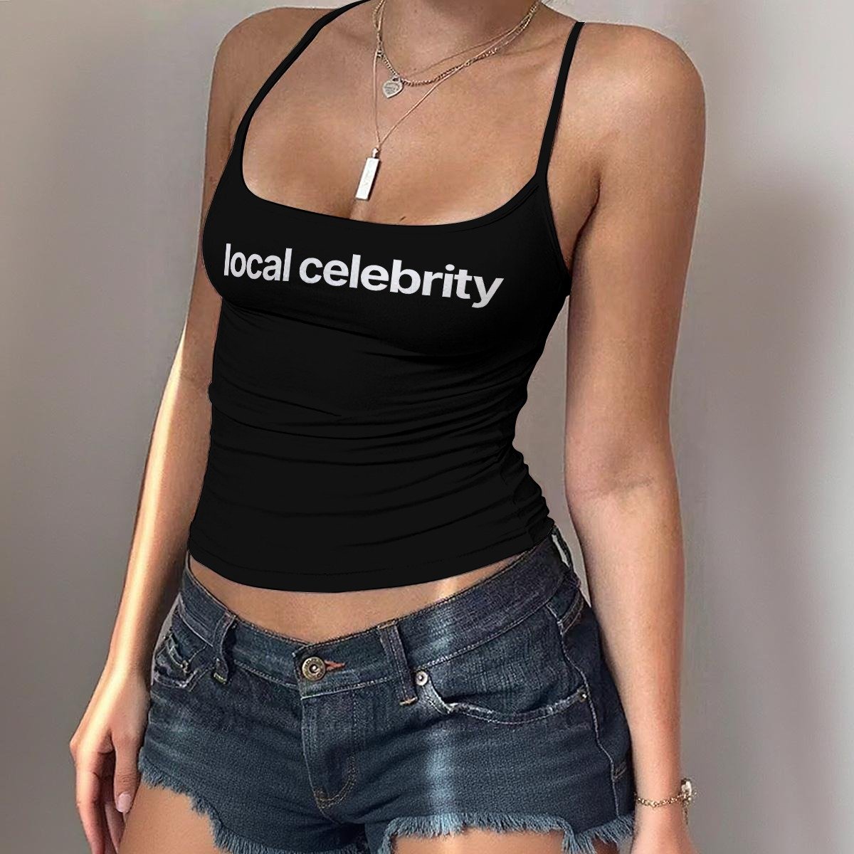 Local Celebrity Spaghetti Strap Tank - Black - Image 2