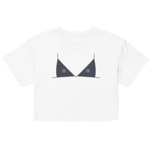 Grey Bra Crop Top - White