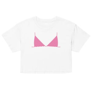 Pink Bra Crop Top - White