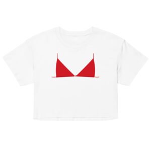 Red Bra Crop Top - White