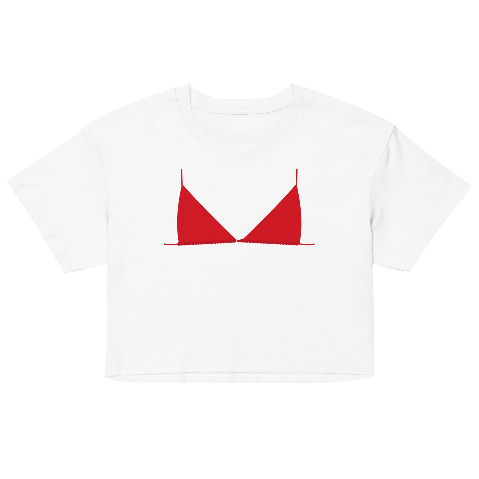 Red Bra Crop Top - White
